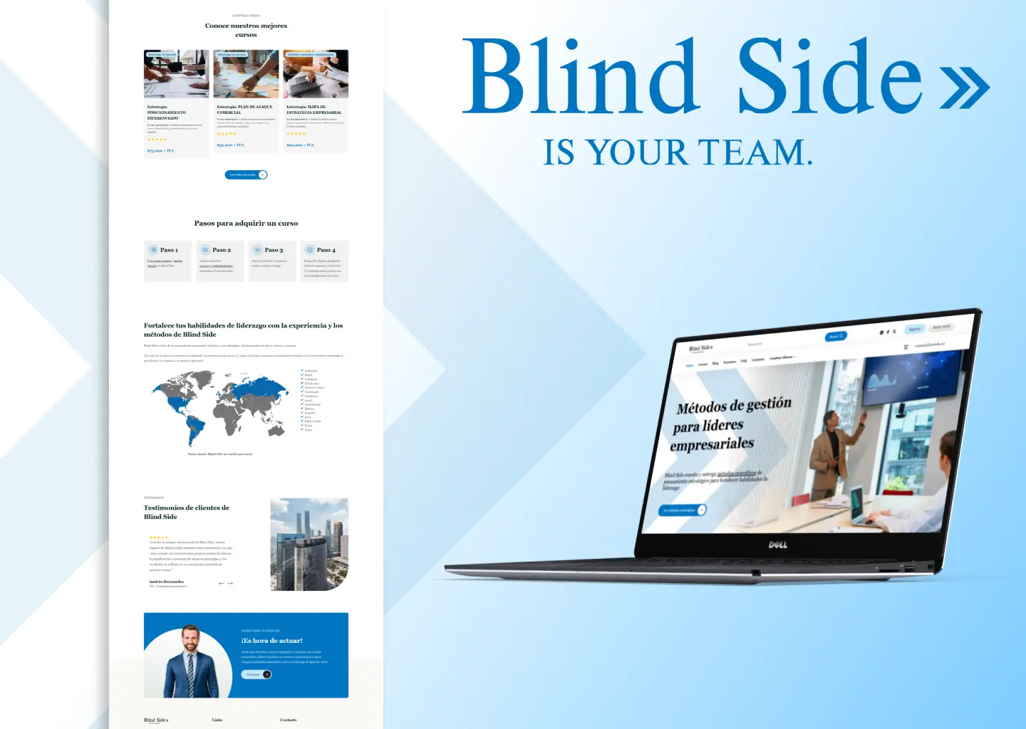 Vista principal del sitio web Blind Side.